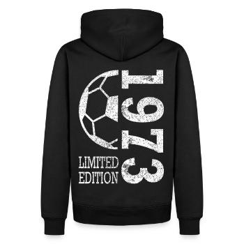 Ballon de football 1973 en édition limitée - Sweat à capuche Premium bio Homme - noir - Dos - Nico (187cm)