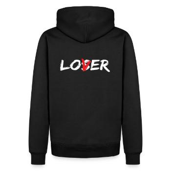 Loser Lover - Männer Premium Bio Hoodie - Schwarz - Hinten - Nico (187cm)
