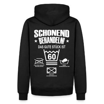 Cadeau d’anniversaire Gentle Treat 60e anniversaire - Sweat à capuche Premium bio Homme - noir - Dos - Nico (187cm)