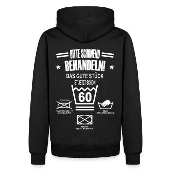 S’il vous plaît traiter gently60 cadeau d’anniversaire - Sweat à capuche Premium bio Homme - noir - Dos - Nico (187cm)