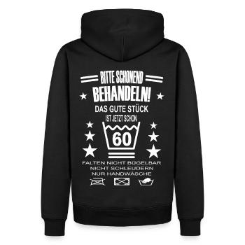 S’il vous plaît traiter gently60 cadeau d’anniversaire - Sweat à capuche Premium bio Homme - noir - Dos - Nico (187cm)
