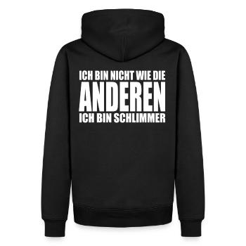 ich bin nicht wie die anderen ich bin schlimmer - Männer Premium Bio Hoodie - Schwarz - Hinten - Nico (187cm)
