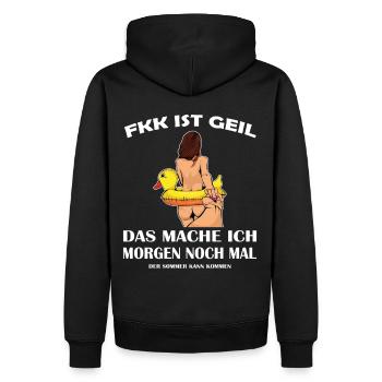 Culture du corps libre naturiste - Sweat à capuche Premium bio Homme - noir - Dos - Nico (187cm)