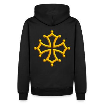 occitania cross - Sweat à capuche Premium bio Homme - noir - Dos - Nico (187cm)