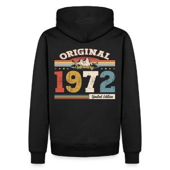 Cadeau d'anniversaire 53 ans Homme Original Février 1972 - Sweat à capuche Premium bio Homme - noir - Dos - Nico (187cm)