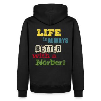 life is always better with a Norbert - Norberto - Men’s Premium Organic Hoodie - black - Back - Nico (187cm)