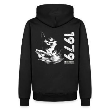 45ème anniversaire Pêcheur Pêche 1979 Millésime 1979 - Sweat à capuche Premium bio Homme - noir - Dos - Nico (187cm)