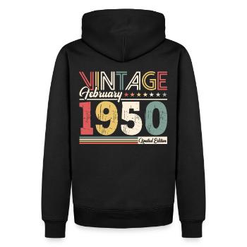 75ème anniversaire cadeau mari Original février 1950 - Sweat à capuche Premium bio Homme - noir - Dos - Nico (187cm)