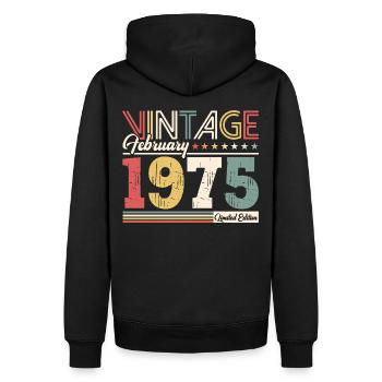 50th Birthday Gift Husband Original February 1975 - Men’s Premium Organic Hoodie - black - Back - Nico (187cm)