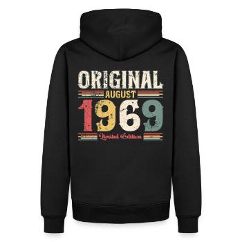 55ème anniversaire original août 1969 né en 1969 - Sweat à capuche Premium bio Homme - noir - Dos - Nico (187cm)