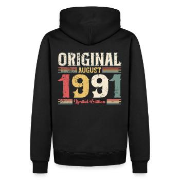 33rd birthday Original August 1991 Year 1991 - Men’s Premium Organic Hoodie - black - Back - Nico (187cm)