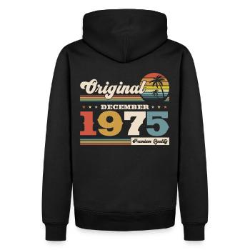 50th Birthday Original December 1975 Volume 75 - Men’s Premium Organic Hoodie - black - Back - Nico (187cm)