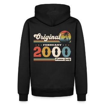 25ème anniversaire cadeau mari Original février 2000 - Sweat à capuche Premium bio Homme - noir - Dos - Nico (187cm)