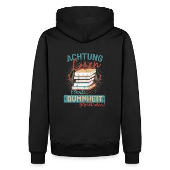 Book reading stupidity books knowledge sayings gift - Men’s Premium Organic Hoodie - black - Back - Nico (187cm)