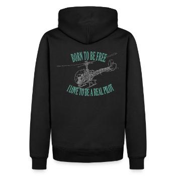 Bell 47 NÉ POUR ÊTRE LIBRE 1 - Sweat à capuche Premium bio Homme - noir - Dos - Nico (187cm)