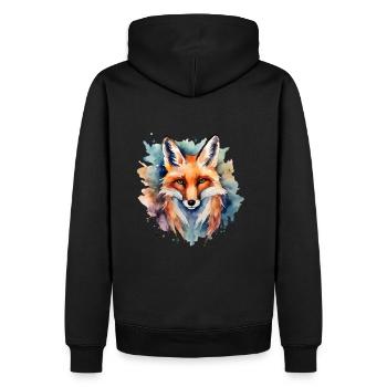 Fox Power Animal Wisdom - Men’s Premium Organic Hoodie - black - Back - Nico (187cm)