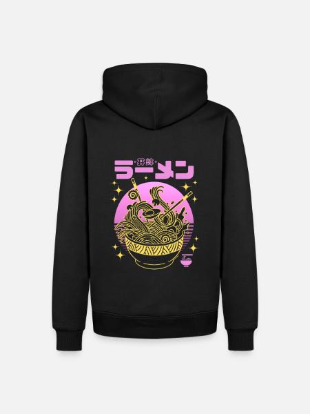 Neon Pink Sunset - Gold Ramen Bowl - Men’s Premium Organic Hoodie - black