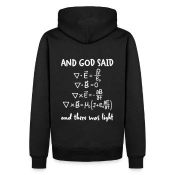 Und Gott Sprach Und Es Ward Licht Spruch Physik - Männer Premium Bio Hoodie - Schwarz - Hinten - Nico (187cm)