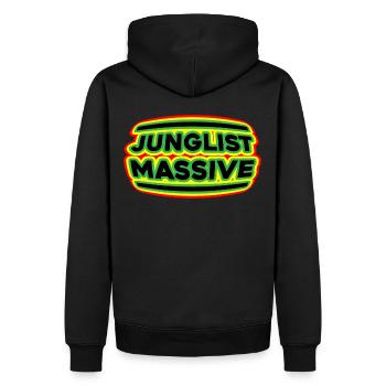 Junglist Massive Drum n Bass DNB Festival - Men’s Premium Organic Hoodie - black - Back - Nico (187cm)