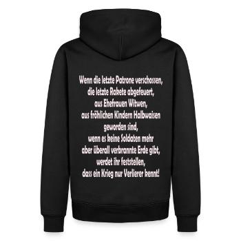 Wenn die letzte Patrone ......; Spruch, Sprüche - Männer Premium Bio Hoodie - Schwarz - Hinten - Nico (187cm)