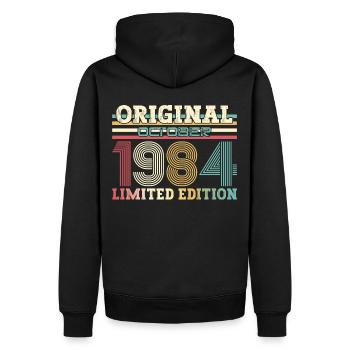 40th Birthday Original October 1984 Volume 84 - Men’s Premium Organic Hoodie - black - Back - Nico (187cm)