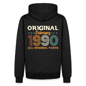 35ème anniversaire cadeau mari Original février 1990 - Sweat à capuche Premium bio Homme - noir - Dos - Nico (187cm)