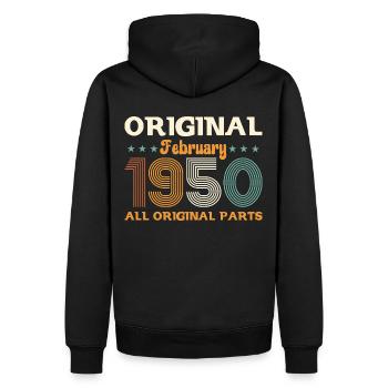 75ème anniversaire cadeau mari Original février 1950 - Sweat à capuche Premium bio Homme - noir - Dos - Nico (187cm)