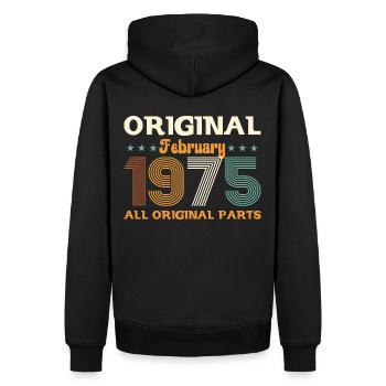50th Birthday Gift Husband Original February 1975 - Men’s Premium Organic Hoodie - black - Back - Nico (187cm)