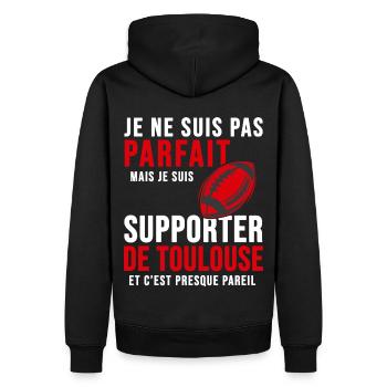 supporter rugby stade toulouse humour club TS - Sweat à capuche Premium bio Homme - noir - Dos - Nico (187cm)