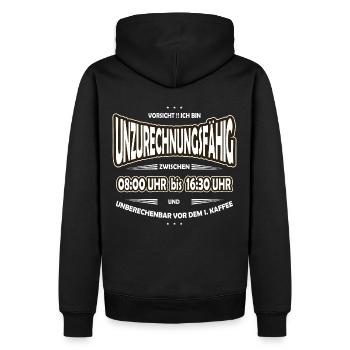 Unzurechnungsfähig Büro, Arbeit, Morgenmuffel - Männer Premium Bio Hoodie - Schwarz - Hinten - Nico (187cm)