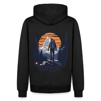 Matterhorn Trekking Wandern Zermatt Souvenir - Männer Premium Bio Hoodie - Schwarz - Hinten - Nico (187cm)