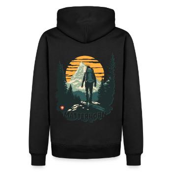 Matterhorn Zermatt Wandern Bergtour Souvenir - Männer Premium Bio Hoodie - Schwarz - Hinten - Nico (187cm)