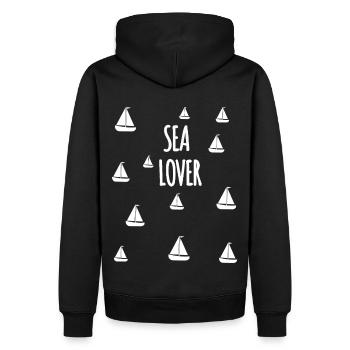 Amoureux de la mer - Sweat à capuche Premium bio Homme - noir - Dos - Nico (187cm)