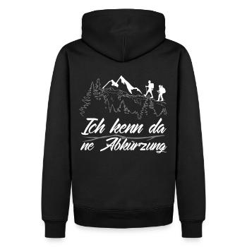 Ich kenn da ne Abkürzung - Was Wander T-Shirt - Männer Premium Bio Hoodie - Schwarz - Hinten - Nico (187cm)
