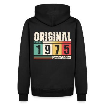 50th Birthday Gift Husband Original February 1975 - Men’s Premium Organic Hoodie - black - Back - Nico (187cm)