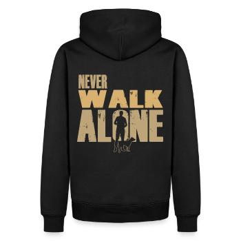 Never walk alone - Chien - Sweat à capuche Premium bio Homme - noir - Dos - Nico (187cm)