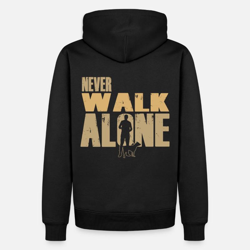 Never walk alone - Hund - Männer Premium Bio Hoodie - Schwarz
