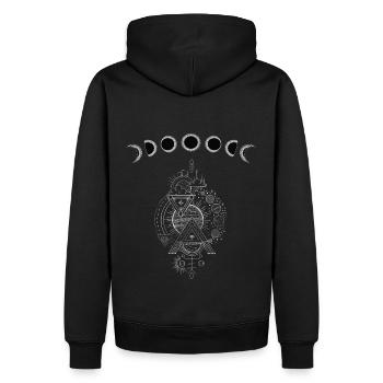 Dark Dream Moonphase Astro-design - Männer Premium Bio Hoodie - Schwarz - Hinten - Nico (187cm)