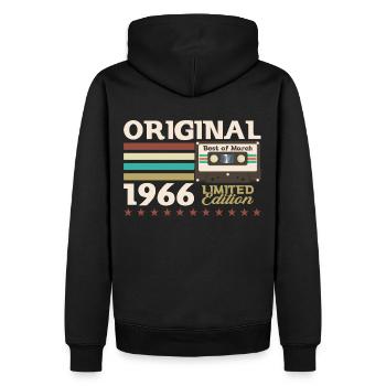 Cassette du 59e anniversaire février 1966 - Sweat à capuche Premium bio Homme - noir - Dos - Nico (187cm)