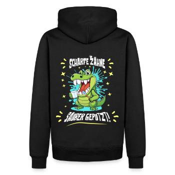 Krokodil Zahn Hygiene - Männer Premium Bio Hoodie - Schwarz - Hinten - Nico (187cm)