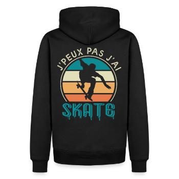 J'peux pas j'ai skate cadeau humour skateboard - Sweat à capuche Premium bio Homme - noir - Dos - Nico (187cm)