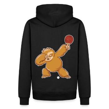 Tischtennis Outfit Damen Katze - Männer Premium Bio Hoodie - Schwarz - Hinten - Nico (187cm)