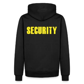 SECURITY T-Shirt - NEON Edition - Männer Premium Bio Hoodie - Schwarz - Hinten - Nico (187cm)