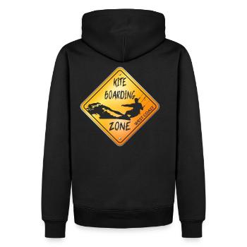 KITEBOARDING ZONE WEST COAST - Männer Premium Bio Hoodie - Schwarz - Hinten - Nico (187cm)
