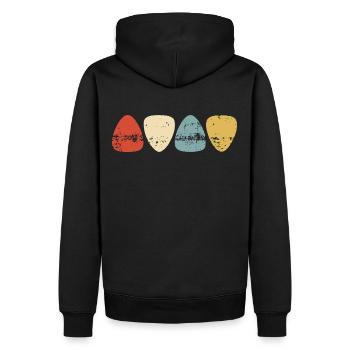 Guitare - Basse - Plectre - Vintage Retrocolor - Sweat à capuche Premium bio Homme - noir - Dos - Nico (187cm)