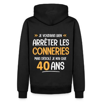 40 ans cadeau d anniversaire 40 ans Drôle - Sweat à capuche Premium bio Homme - noir - Dos - Nico (187cm)