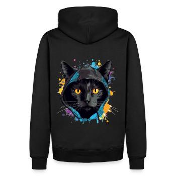 Katzenkopf Schwarze Katze Bombay Happy Cat Katzen - Männer Premium Bio Hoodie - Schwarz - Hinten - Nico (187cm)