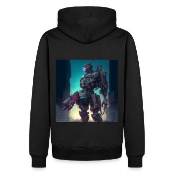Robot - Männer Premium Bio Hoodie - Schwarz - Hinten - Nico (187cm)