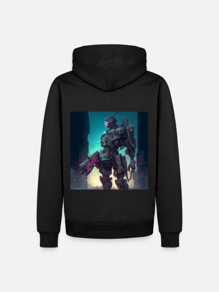 Robot - Männer Premium Bio Hoodie - Schwarz
