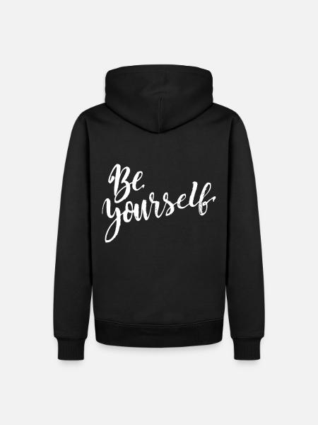 be yourself - Männer Premium Bio Hoodie - Schwarz